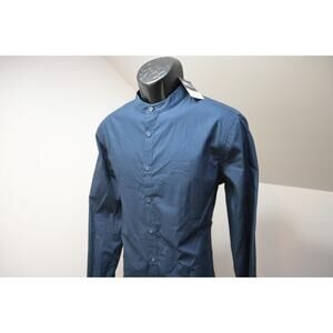 Topman Collarless Dress Shirt Slim Fit Long Sleeve Button Up Mens Sz Medium NWT